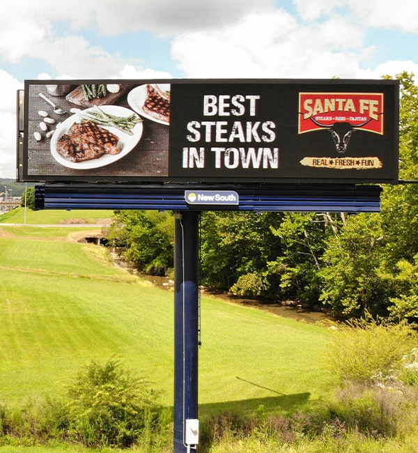 Best Steaks in Town Billboard in Santa Fe