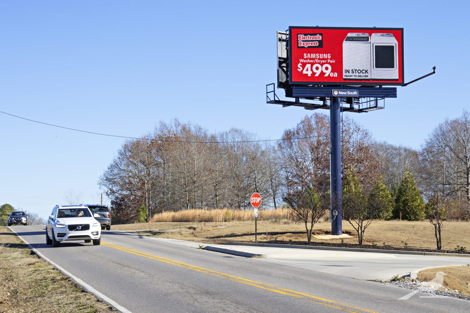 Electronics washing machine billboard on road side